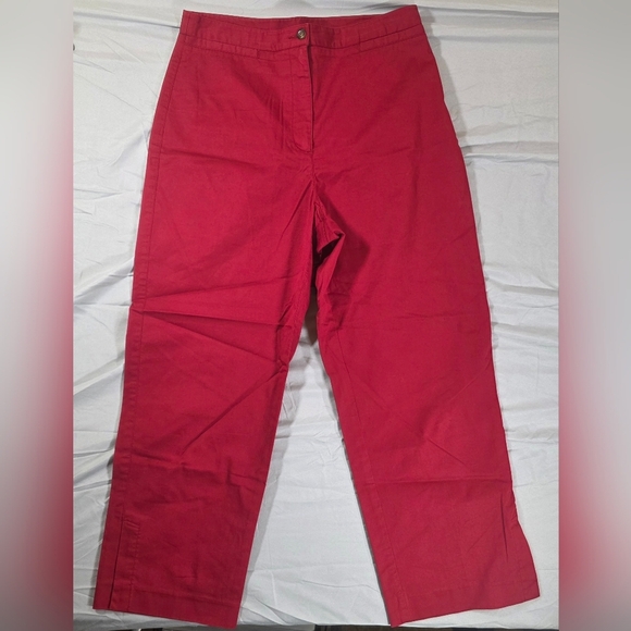 Liz Claiborne Red Women's Cropped Cotton Pants - Picture 1 of 6